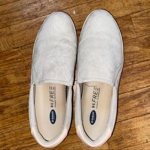 Grey Dr. Scholls platform slip ons